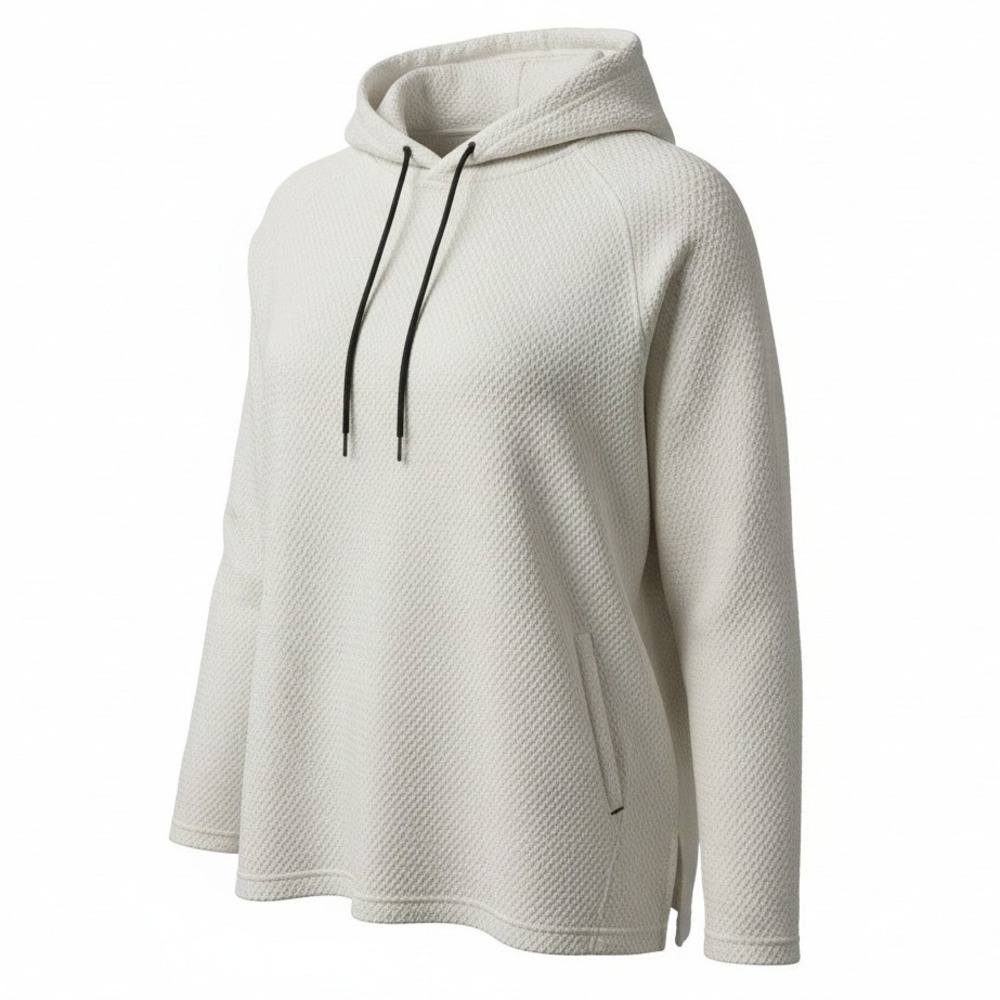 Old Navy Dynamic Fleece Hoodie Women XXL Cream Textured Quilted Sweatshirt
